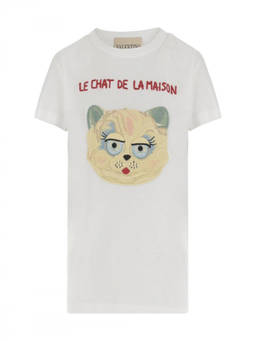 Valentino - White Le Chat De La Maison Jersey T-Shirt (S)