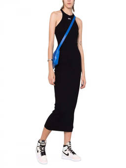 OFF-WHITE - Black Logo Halter Neck Midi Dress (XL)