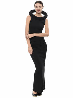 OFF-WHITE - Black Solid Maxi Dress (S)