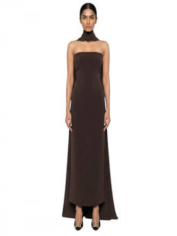 SOLACE London - Brown Halter Neck Midi Dress