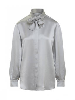 Alberta Ferretti - Grey Solid Shirt Collar Top (XL)