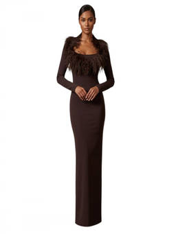 THE ATTICO - Brown Scoop Neck Maxi Dress