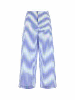 Alberta Ferretti - Blue Wide Trousers In Striped Cotton