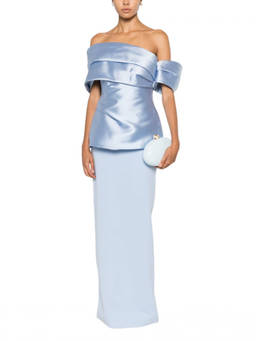 SOLACE London - Blue Off Shoulder Maxi Dress (XL)