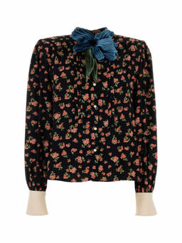 Valentino - Navy Blue Regular Floral Shirt