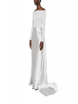 SOLACE London - Grey Off Shoulder Maxi Dress