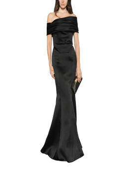 SOLACE London - Black Off Shoulder Maxi Dress