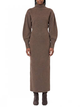 Max Mara - Brown Mock Collar Maxi Dress