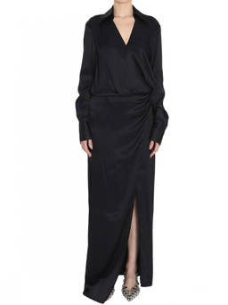 THE ATTICO - Black Shirt Collar Maxi Dress (M)