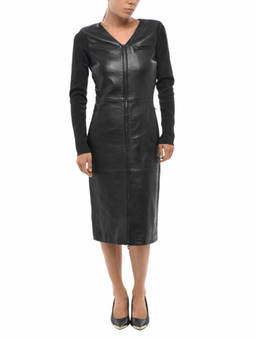Diesel - Black Solid V Neck Midi Dress
