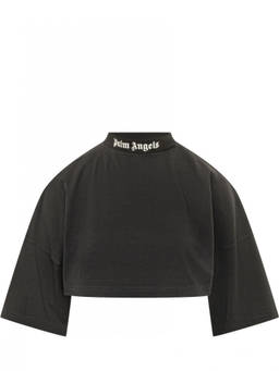 Palm Angels - Black Logo Mock Collar T-Shirt