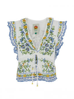 FARM Rio - Multicolour Printed V Neck Top (XS)