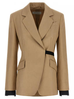 Max Mara - Beige Notched Lapel Blazer (L)