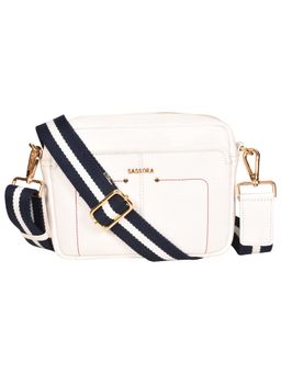 Sassora - Genuine Leather Women Sling Bag - White