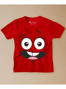 Be Awara - Shocked Smiley Half Sleeves Kids T-shirt Red