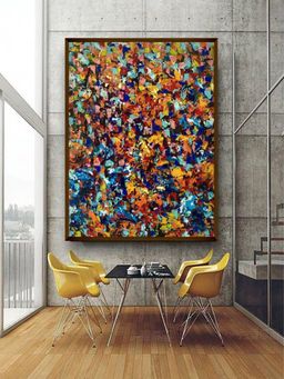 The Art House - Blue Yellow Abstract Painting Wall Art