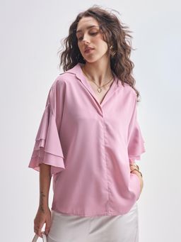 TOKYO TALKIES - Women Pink Relaxed Fit shirt Style Top
