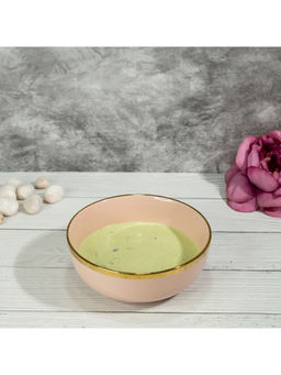 EZ Life - Urbane Dinner Bowl 7 Inch 1100 ml Glossy Lotus Pink Colour with Gold Lining