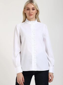 Tommy Hilfiger - Solid Regular Fit Cotton Shirt - White