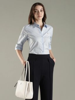 Tommy Hilfiger - Solid Regular Fit Cotton Shirt - Blue