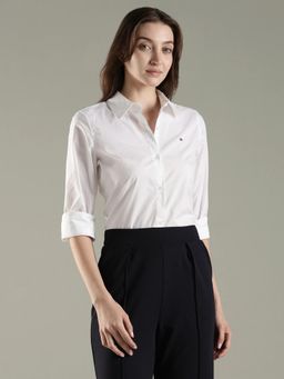 Tommy Hilfiger - Solid Regular Fit Cotton Shirt - White