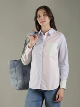 Tommy Hilfiger - Striped Regular Fit Cotton Shirt - Blue