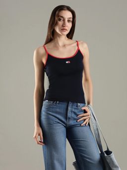 Tommy Hilfiger - Slim Fit Cotton Scoop Neck Cami Top - Navy Blue