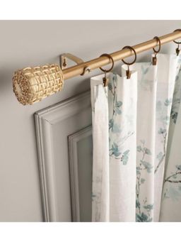 The Decor Mart - Gold Adjustable Curtain Rod with Brackets & Finial (Set Of 6)