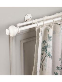 The Decor Mart - White Adjustable Curtain Rod with Brackets & Finial (Set Of 6)