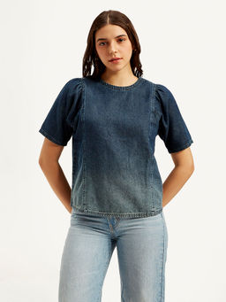 Levi's - Womens Ombre Blue Round Neck Top