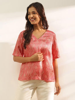 Fabindia - Pink Rayon Blend Hand Block Printed Top