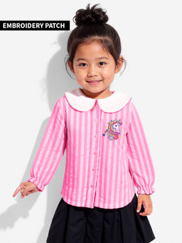 The Souled Store - Originals Stripes: Pink And White Young Girls Cotton Top