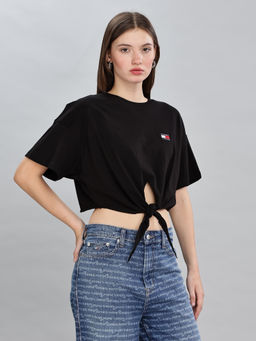 Tommy Hilfiger - Women Black Solid T-Shirt