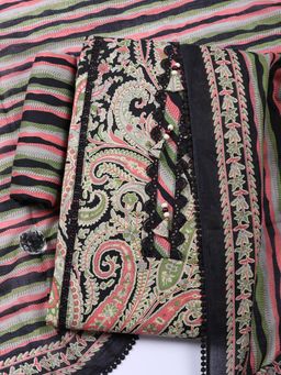 MEENA BAZAAR - Woven Black Cotton Unstitched Kurta with Pant and Dupatta