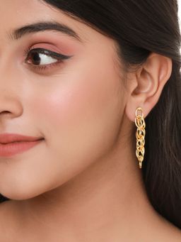VIRAASI - Glossy Gold Plated Chain Design Drop Earrings for Women and Girls