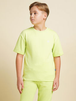 Jack & Jones Junior - Boys Textured Regular Fit Green T-Shirt