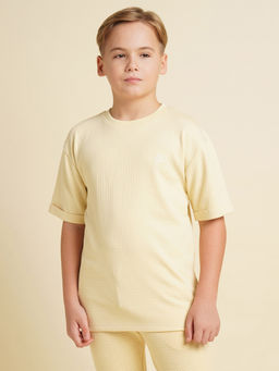 Jack & Jones Junior - Boys Textured Regular Fit Beige T-Shirt