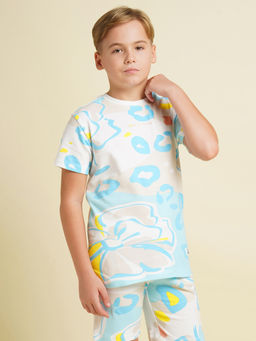 Jack & Jones Junior - Boys Abstract Print Regular Fit White T-Shirt