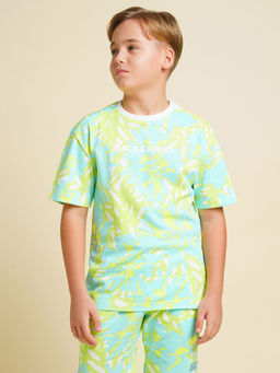 Jack & Jones Junior - Boys Abstract Print Regular Fit Blue T-Shirt