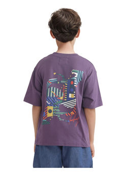 RARE ONES - Bjorn-K Dark Purple Cotton Half Sleeve Printed Boxy Fit T-Shirt - Rare Ones By Rare Rabbit
