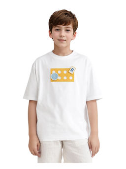 RARE ONES - Legon White Cotton Short Sleeve Crew Neck Boxy Solid T-Shirt - Rare Ones By Rare Rabbit