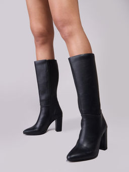 Twenty Dresses by Nykaa Fashion - Black Solid Classic Calf Length Winter Boots