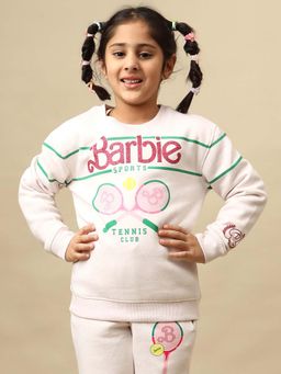 Kidsville - Off White Official Barbie Graphic Printed Regular Fit Sweatshirt