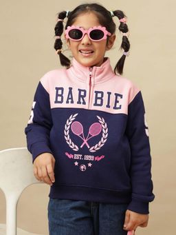 Kidsville - Navy Blue Official Barbie Graphic Printed Regular Fit Sweatshirt