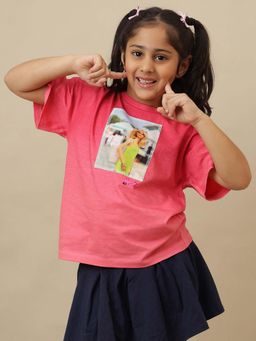 Kidsville - Official Barbie Graphic Printed Pure Cotton Oversized Red T-Shirt