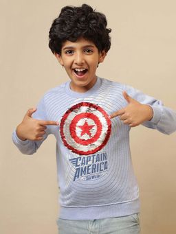 Kidsville - Blue Official Captain America Printed Regular Fit Sweatshirt