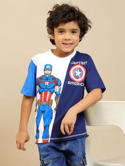 Kidsville - Official Captain America Graphic Printed Cotton Multi-Color T-Shirt