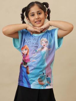 Kidsville - Official Frozen Graphic Printed Pure Cotton Blue T-Shirt