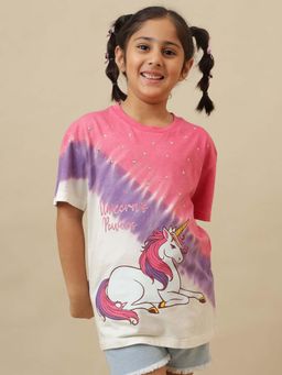 Kidsville - Official Unicorn Graphic Printed Multi-Color Oversized T-Shirt