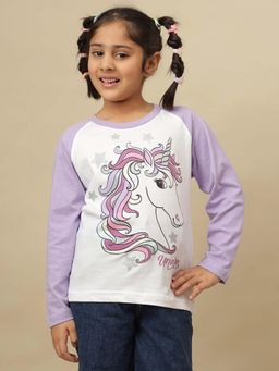 Kidsville - Official Unicorn Graphic Printed Round Neck White Full Sleeve T-Shirt